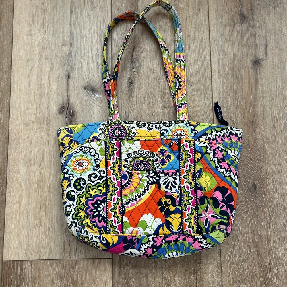 Quilted Floral Multicolor Tote Bag - Vibrant Pattern